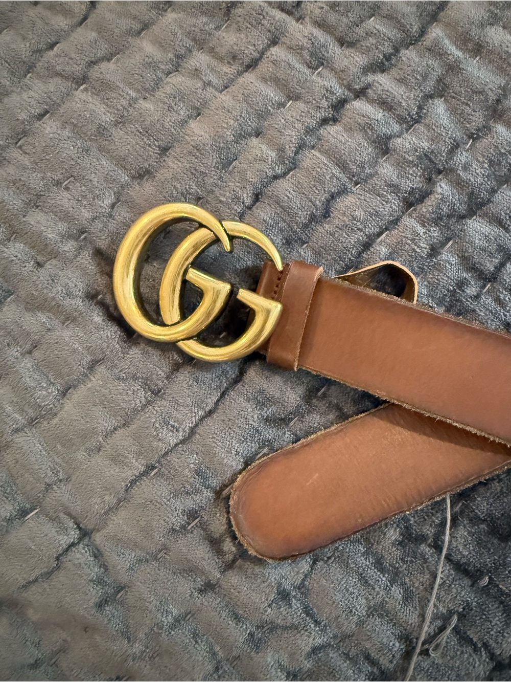 Gucci Brown Leather Belt with Gold Double G Buckle